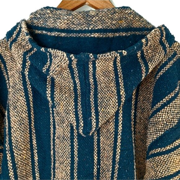 Sunspecs Striped Mexican Baja Hoodie Pullover Sz L - Boho Hippie Surfer Skater - Picture 10 of 12